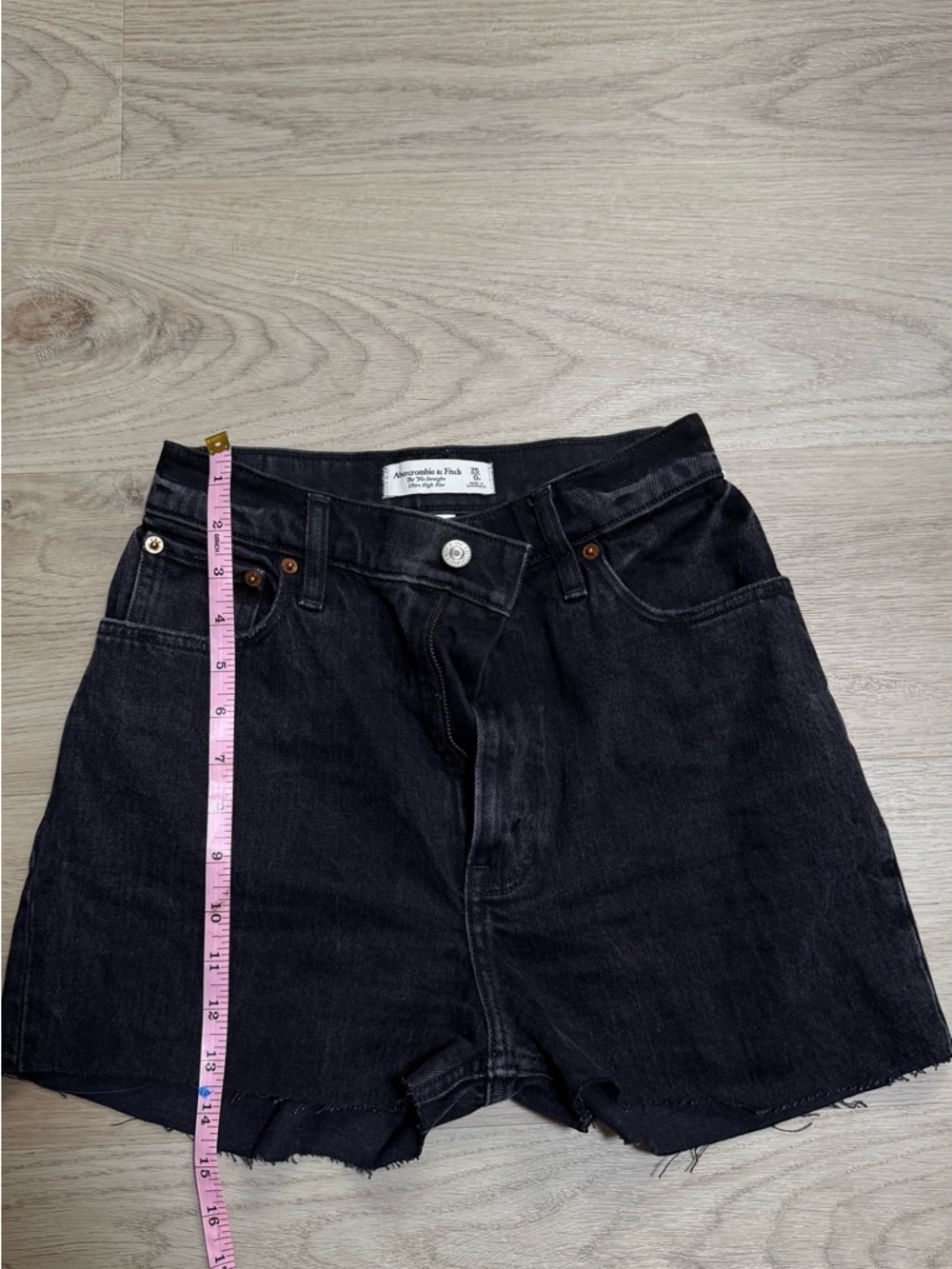 Abercrombie & Fitch Black Raw-Hem Denim Shorts
